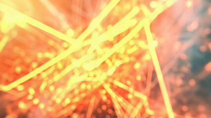 Wall Mural - bright orange energy bursting and creating lines and particles in deep space