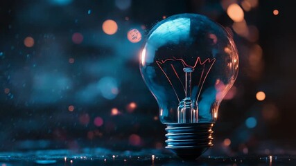 Wall Mural - light bulb exploding with pink and blue particles showing innovation