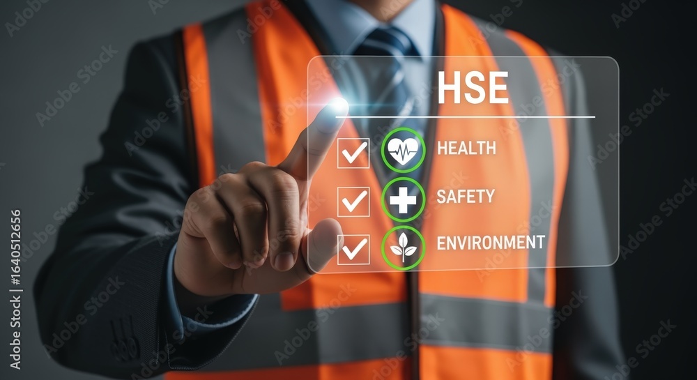 HSE Compliance Display: Businessman Taps Transparent Interface for ...