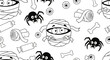 © Bilal - Halloween pattern with mummy spider candy bone and eyeballs
