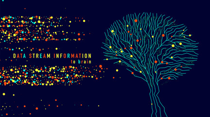 Abstract digital brain connections. Scientific digital computer code. Graphic concept for your design