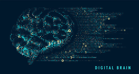 Abstract digital brain connections. Scientific digital computer code. Graphic concept for your design