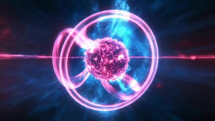 Wall Mural - glowing plasma ball rotating with blue and pink trails of light energy
