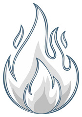 Wall Mural - Stylized flame icon illustration with outline and subtle grey fill for heat and energy concepts