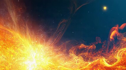 Wall Mural - fiery nebula shining in the deep space with glowing particles