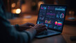 © Enrique - Data analytics and graphs. Analysis of statistical business marketing data. Data scientist using laptop computer to analyze data
