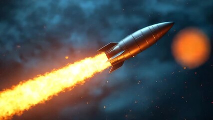 Wall Mural - rocket launch fiery exhaust propulsion metal flight space technology futuristic dynamic powerful spe