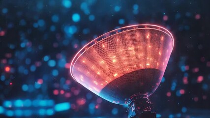 Wall Mural - satellite dish receiving data in futuristic digital environment