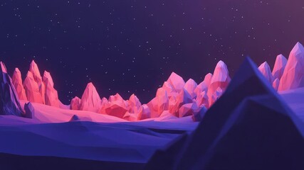 Wall Mural - burning asteroid entering atmosphere over polygonal mountainscape