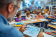 © MuhammadAsad - Teacher using digital tablet during lesson/teachers day