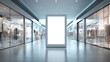 © Generative AI - Illuminated Blank Billboard Mockup in Modern Shopping Mall Environment for Advertising and Marketing Campaigns