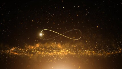 Wall Mural - infinity animated symbol on loop golden particles animation.