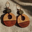 © Bishoy - Minimalist style earrings with wooden texture high resolution picture