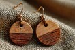 © Bishoy - Round bamboo wooden earrings with golden hook high resolution picture