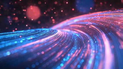 Wall Mural - abstract data stream flowing in cyberspace with glowing particles