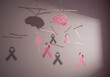 © wiplens - Pink Ribbons and Brain Mobile for Cancer Awareness Support Concept