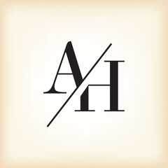 Wall Mural - the image shows a flat monogram logo design of an initial letter ah in serif font in black color tha