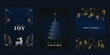 © babeer - Christmas and Happy Holidays invitation card design vector. Christmas tree, pine leaves, bauble, reindeer, spot texture on navy blue background. Design for Season's Greeting, Christmas, cover.