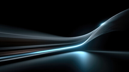Wall Mural - futuristic abstract background with glowing blue light wave, smooth lines, and dark gradient, evokin