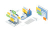 © Maureen - Isometric email communication concept with laptop and mailbox
