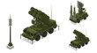 © Maureen - Isometric military vehicles and missile systems with radar and launch equipment