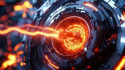Wall Mural - plasma beam entering futuristic circular gate in sci fi scene
