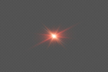 Wall Mural - red glare effect glowing star flashes. on transparent background