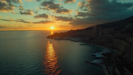 Wall Mural - a serene scene of sunset over the ocean, suitable for travel or nature-themed projects