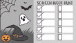 © MY - Spooky halloween scavenger hunt checklist with ghost bats pumpkin and witch hat for festive party games and activities