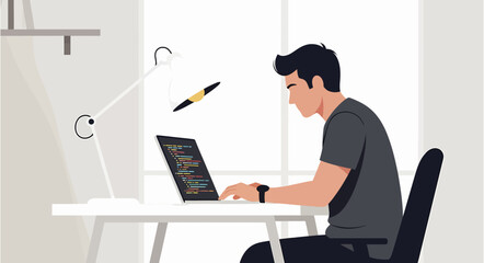 Focused Programmer at a Modern Workspace.