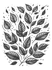 Wall Mural - swirling leaves in motion, perfect for seasonal, botanical, or decorative design projects sketch eng