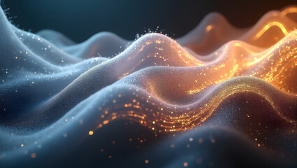 Wall Mural - abstract metallic mesh intertwined with light streaks.