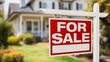 © Generative AI - Real Estate For Sale Sign in Front of a Home: Residential Property Marketing