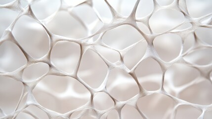 Organic interconnected cellular structure with intricate detailing against a soft blurred background, suggesting growth and complexity.