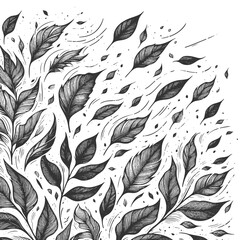 Wall Mural - swirling leaves in motion, perfect for seasonal, botanical, or decorative design projects sketch eng