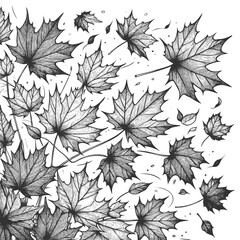 Wall Mural - swirling leaves in motion, perfect for seasonal, botanical, or decorative design projects sketch eng
