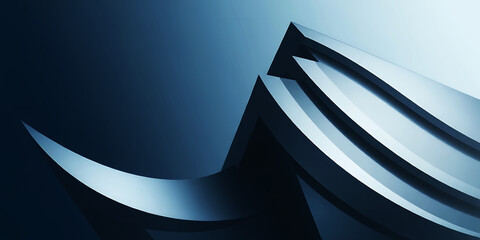 Wall Mural - abstract architectural structure with curved lines and sharp angles in blue tones design