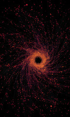 Wall Mural - mesmerizing cosmic spiral digital artwork featuring a vibrant orange vortex with connected dots agai