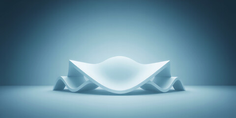 Wall Mural - a minimalist abstract sculpture in a soft blue gradient studio lighting environment scene design