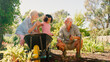 © Monkey Business - Granddaughter Helping Grandparents Working In Vegetable Garden Or Allotment With Barrow At Home