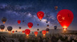 © Fariz - Cappadocia Hot Air Balloons at Night with Milky Way, Turkey Scenery