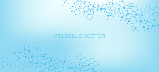 Wall Mural - health care or medical abstract background with hexagons, lines and dots. scientific innovation bann