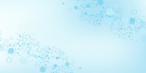 Wall Mural - health care abstract background with lines, dots and hexagons. medical innovation banner template co