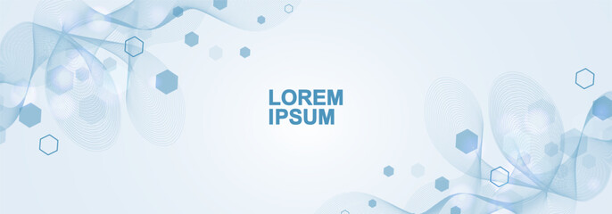 Wall Mural - health care abstract background with lines, dots and hexagons. medical innovation banner template co