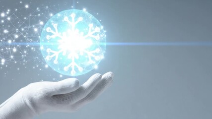 Wall Mural - hand holding a digital snowflake