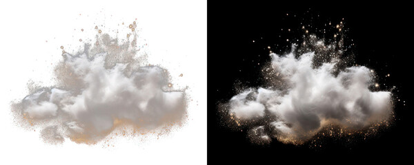 Wall Mural - explosive cloud particles burst png cut out element set, transparent background