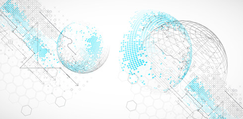 Wall Mural - science and technology background using hexagon and sphere shapes. vector.
