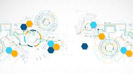 Wall Mural - abstract background. scientific and technological concept with the use of technical elements formed 