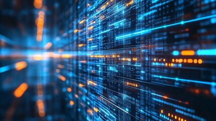 Futuristic Digital Data Network Backdrop with Abstract Elements