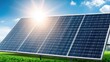 © Fajry - Solar panels on a grassy field, bright sunshine